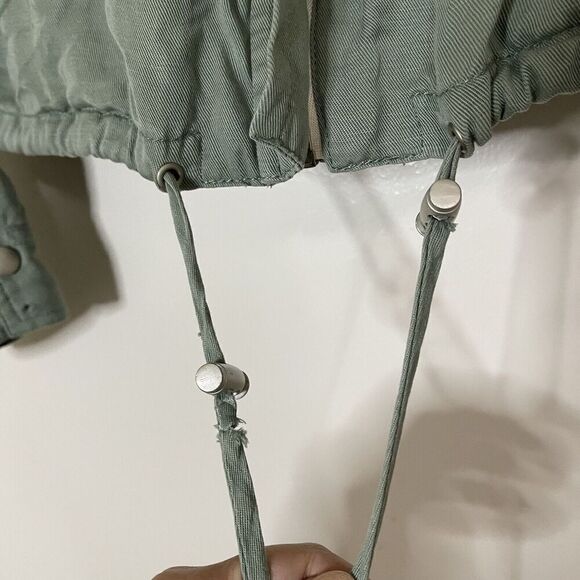 PAIGE army green full zip drawstring jacket size XS - Picture 4 of 7